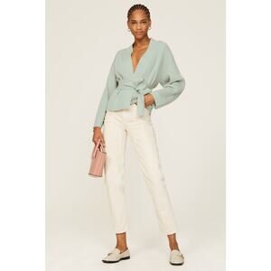 Marissa Webb Mint Green Blue Wool Ribbed Knit Cardigan Wrap Sweater Size Small
